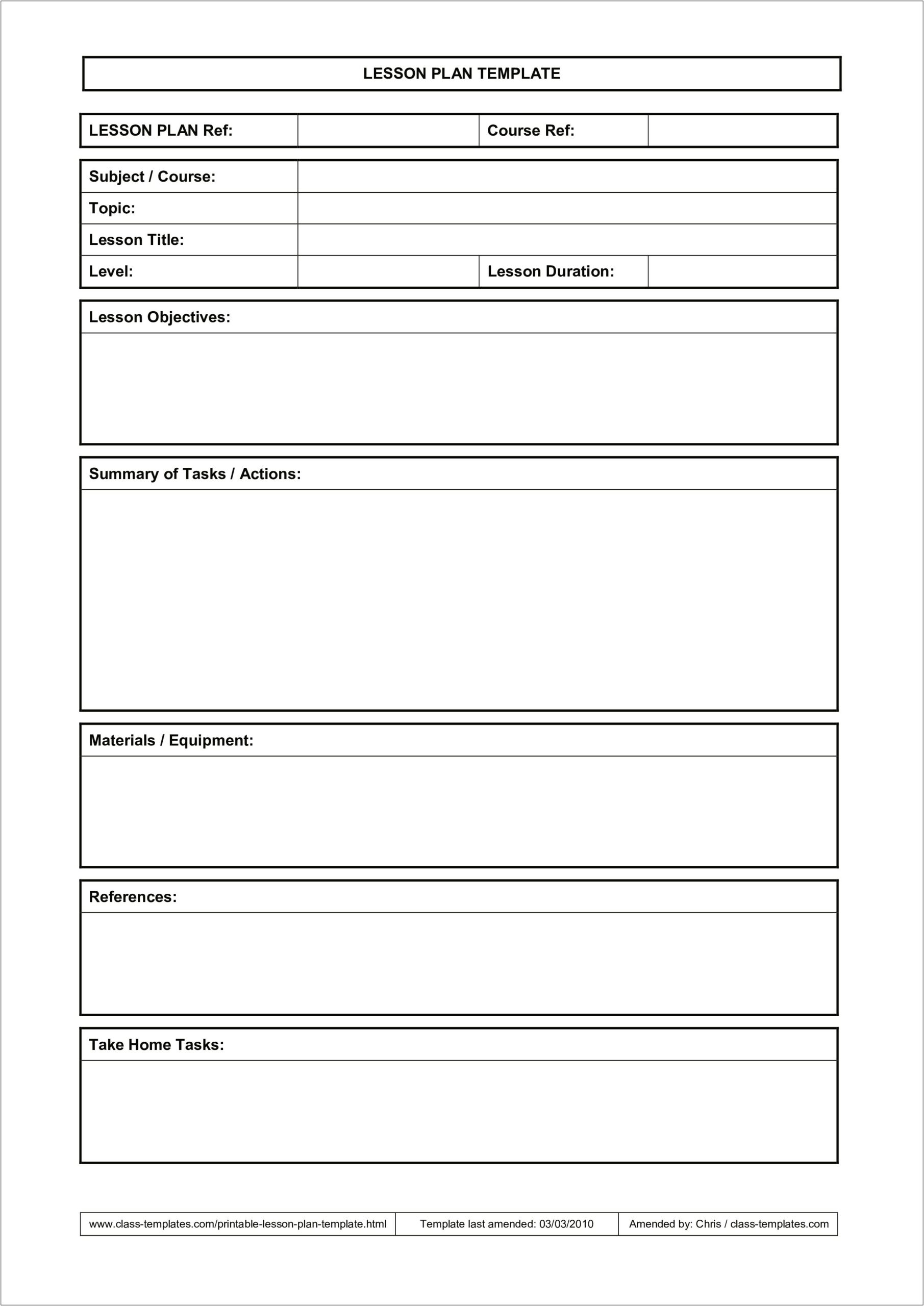 Free Daily Lesson Plan Template Word