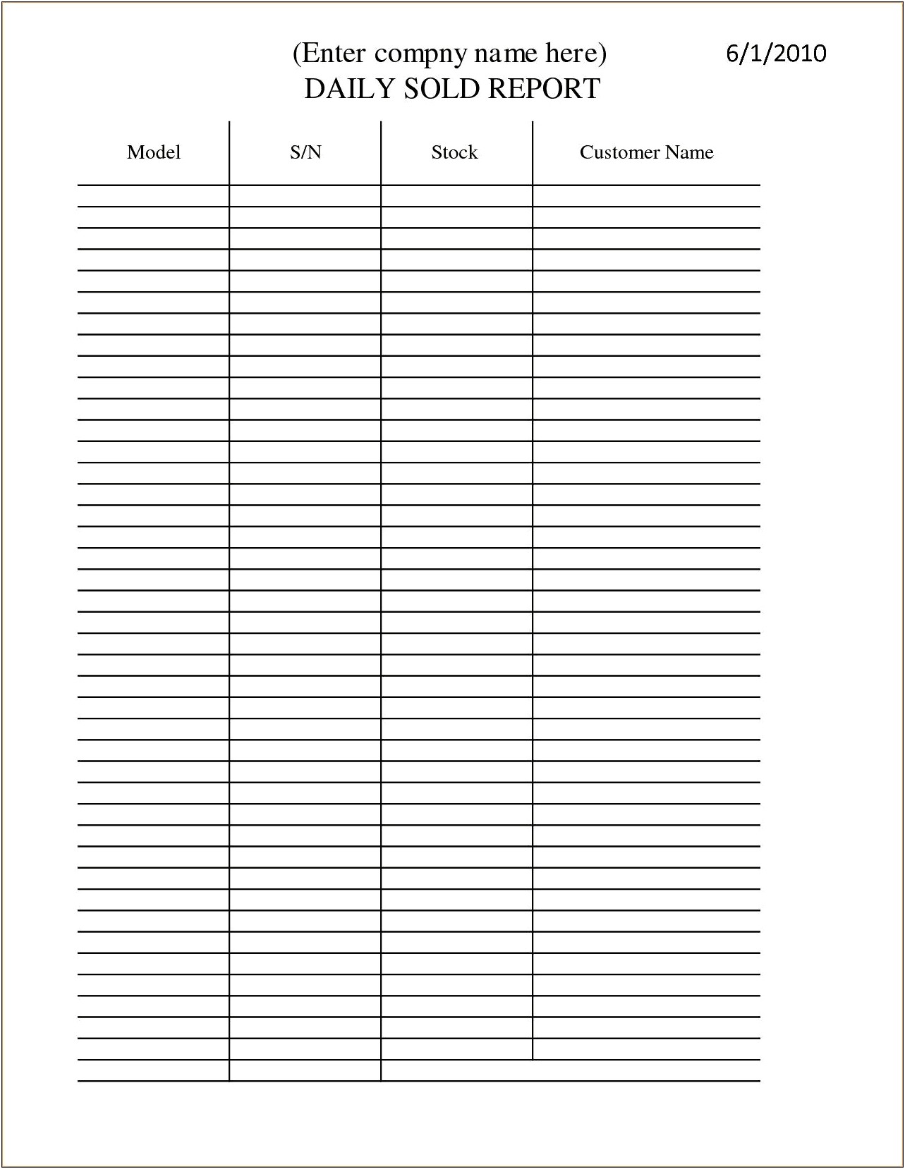 Free Daily Sales Activity Report Template