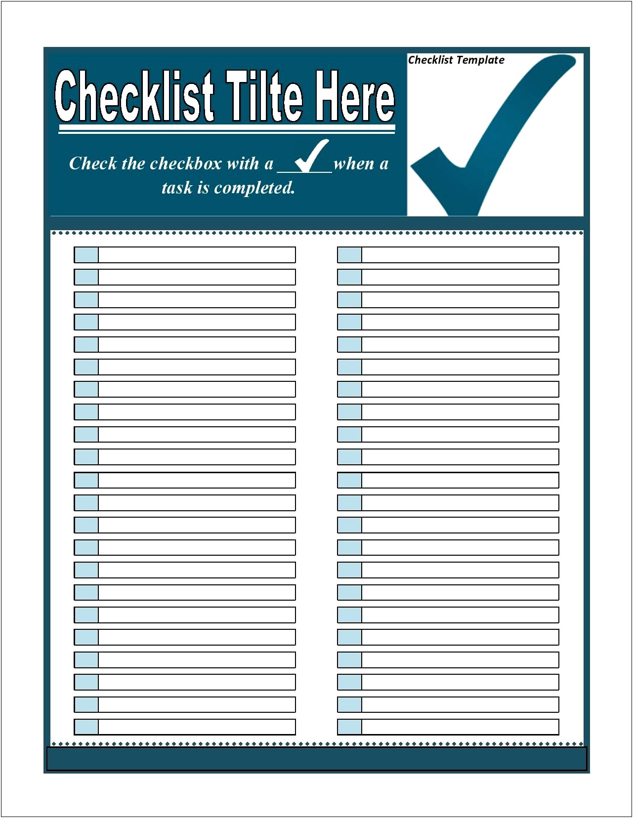 Free Daily Task List Template Checkbox