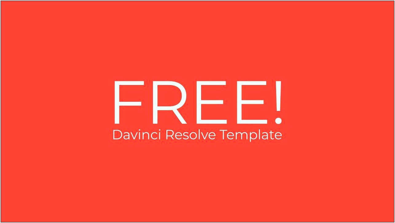 Free Davinci Resolve Intro Templates Free Download