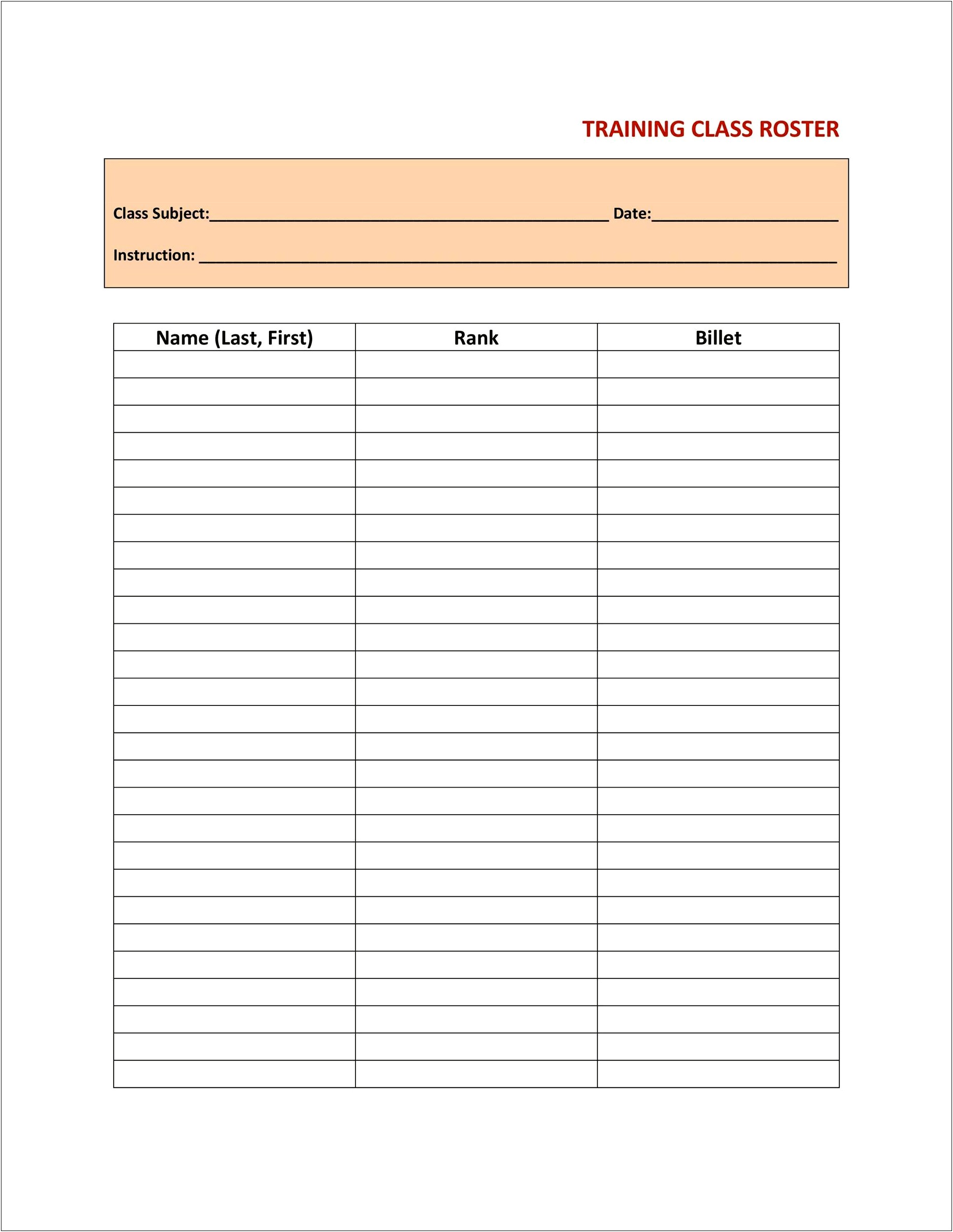 Free Decorative Classroom Roster Templates Free