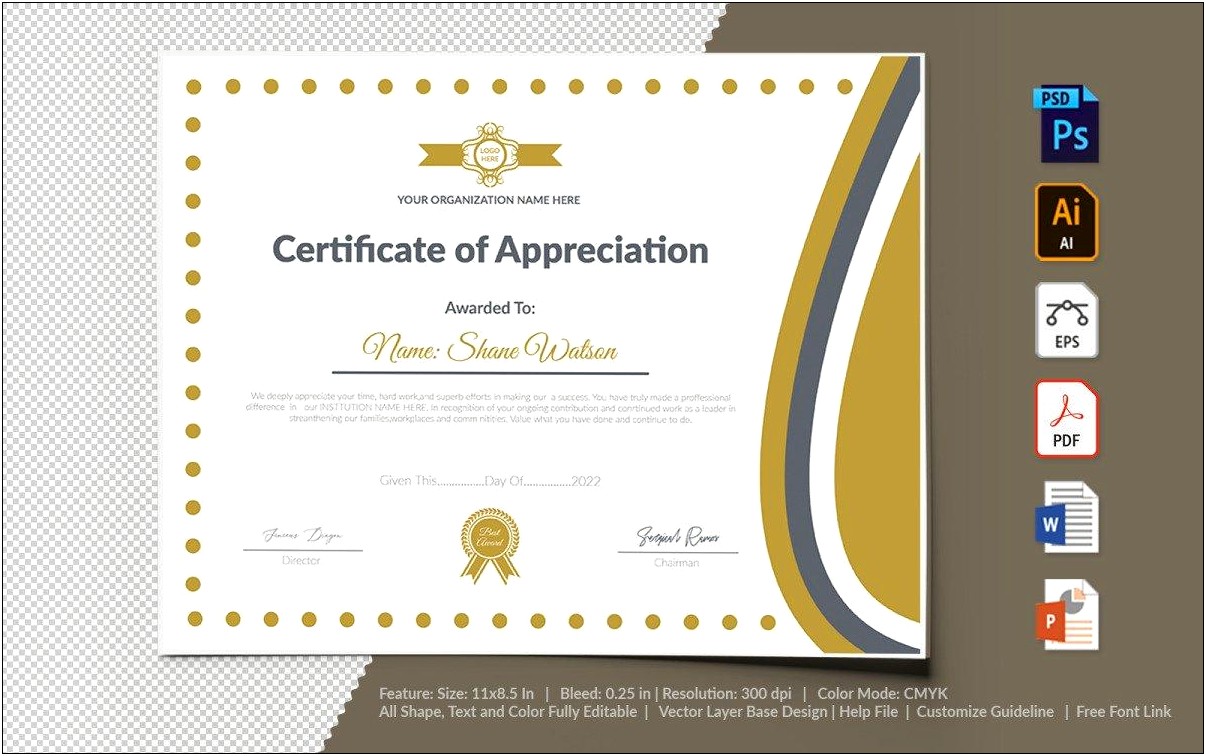 Free Design Template Of Certificate Of Recognition