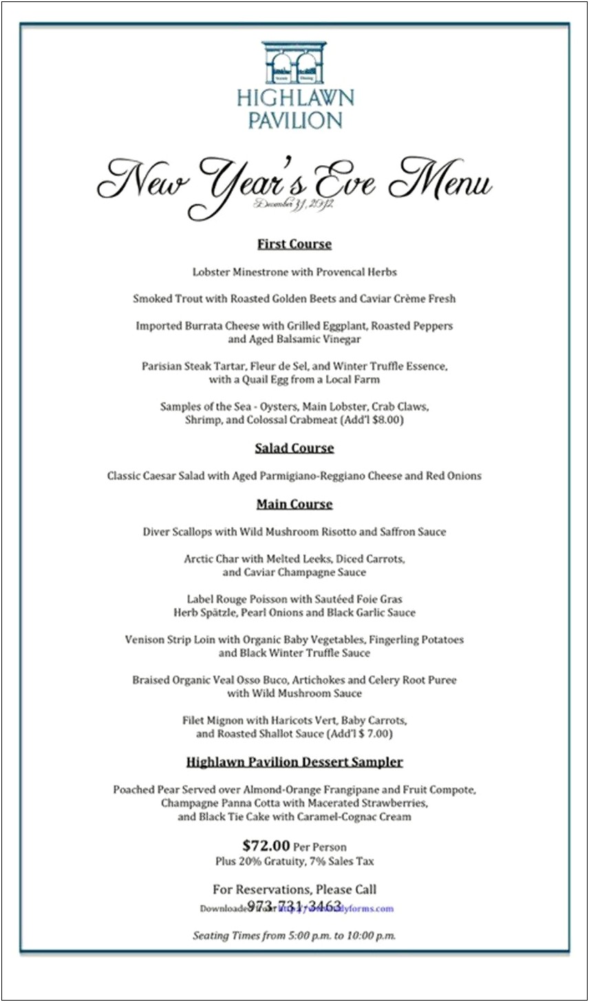 Free Dinner Party Menu Templates For Word