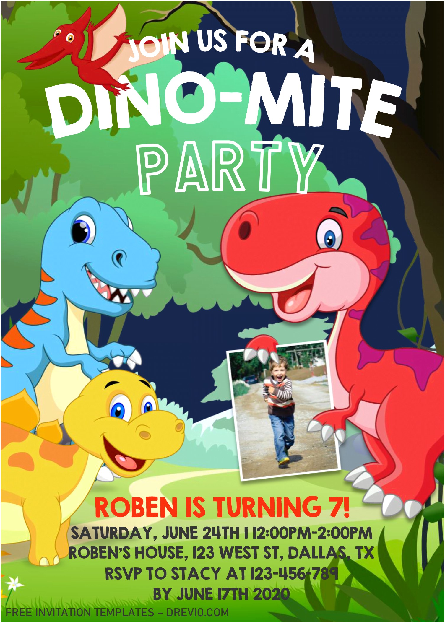 Free Dinosaur Birthday Party Invitation Template