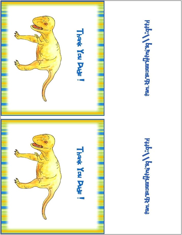 Free Dinosaur Thank You Card Template