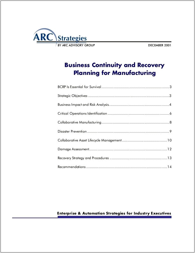 Free Disaster Recovery And Business Continuity Plan Template