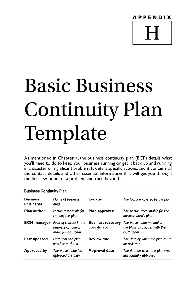 Free Disaster Recovery Plan Template For Small Business