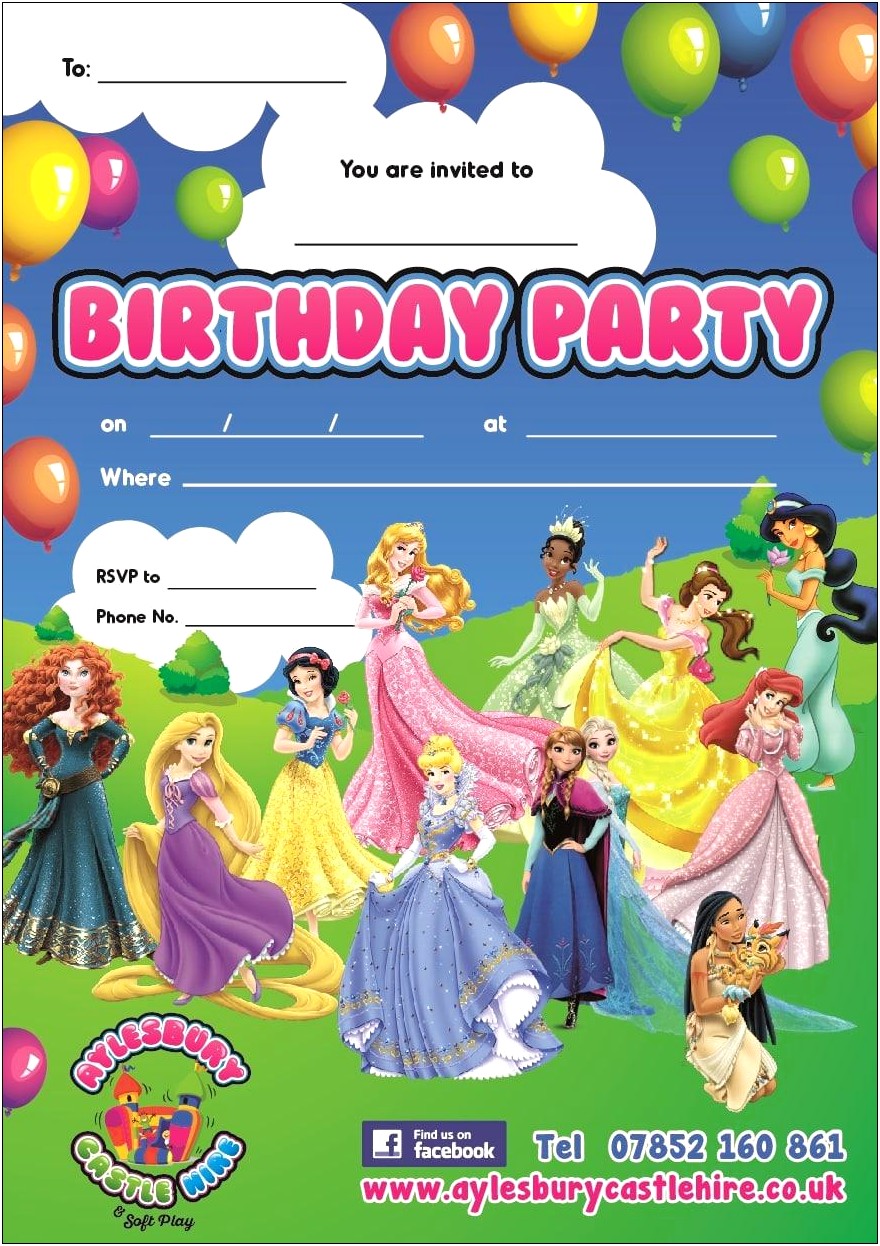 Free Disney Princess Party Invitations Templates