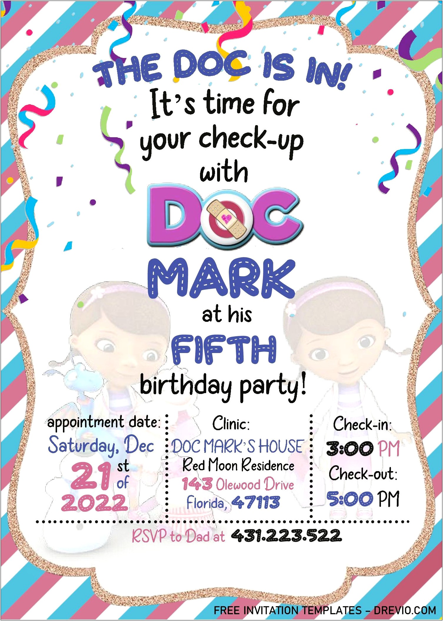 Free Doc Mcstuffins Birthday Invitations Templates