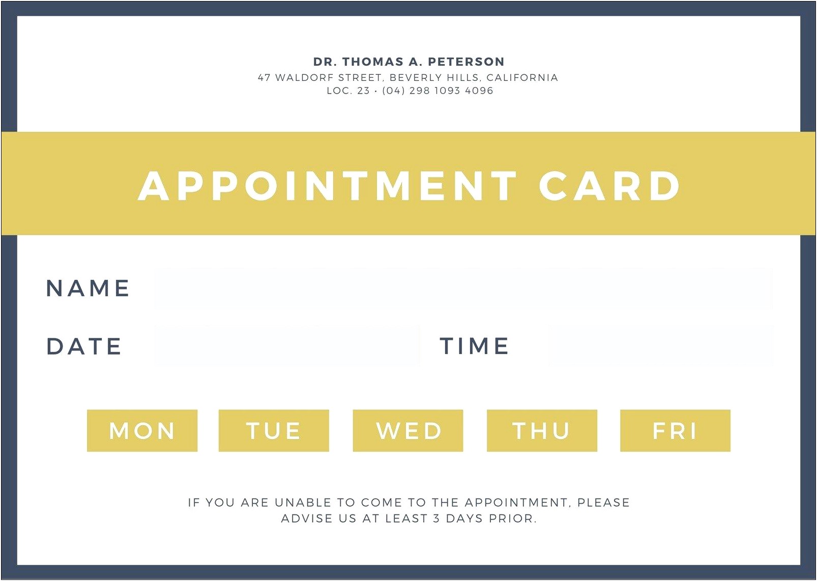 Free Doctor's Appointment Card Template