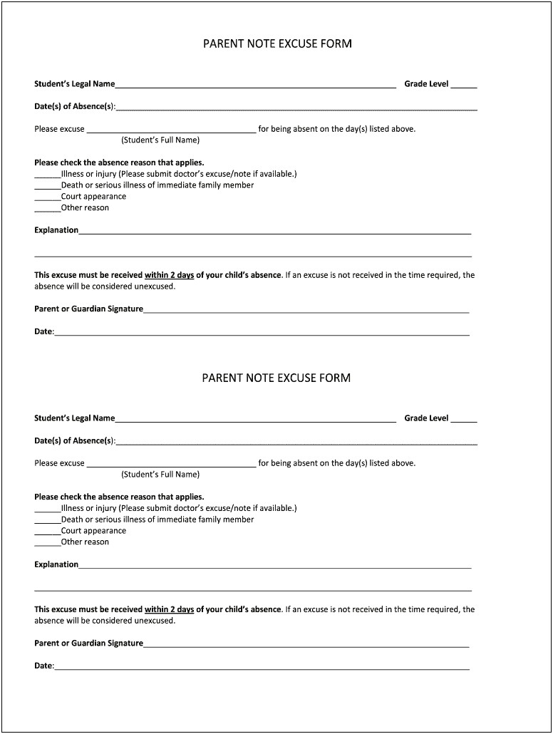 Free Doctors Excuse Template For School