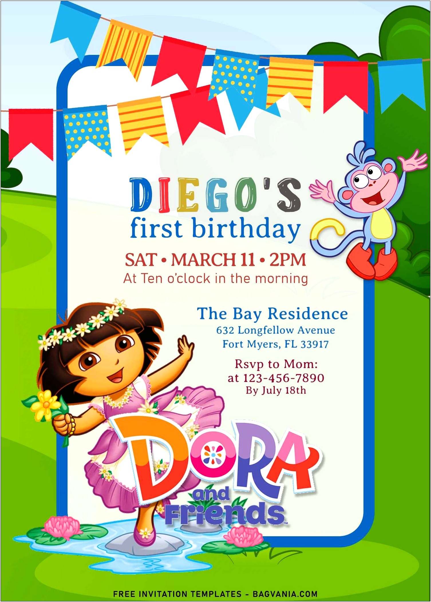 Free Dora The Explorer Invitation Template