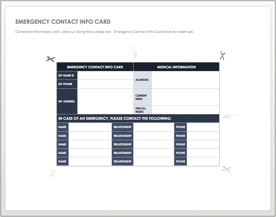 Free Dowland Medical Templates Info Wallet