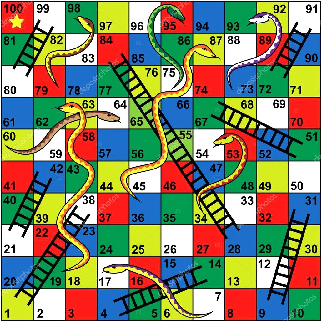 Free Dowload Snake And Ladders Board Game Template