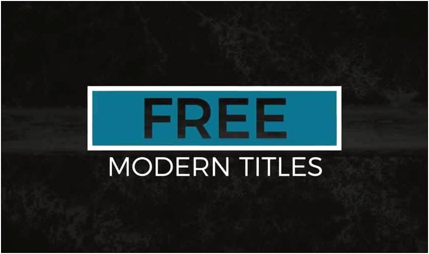 Free Download After Effects Title Templates