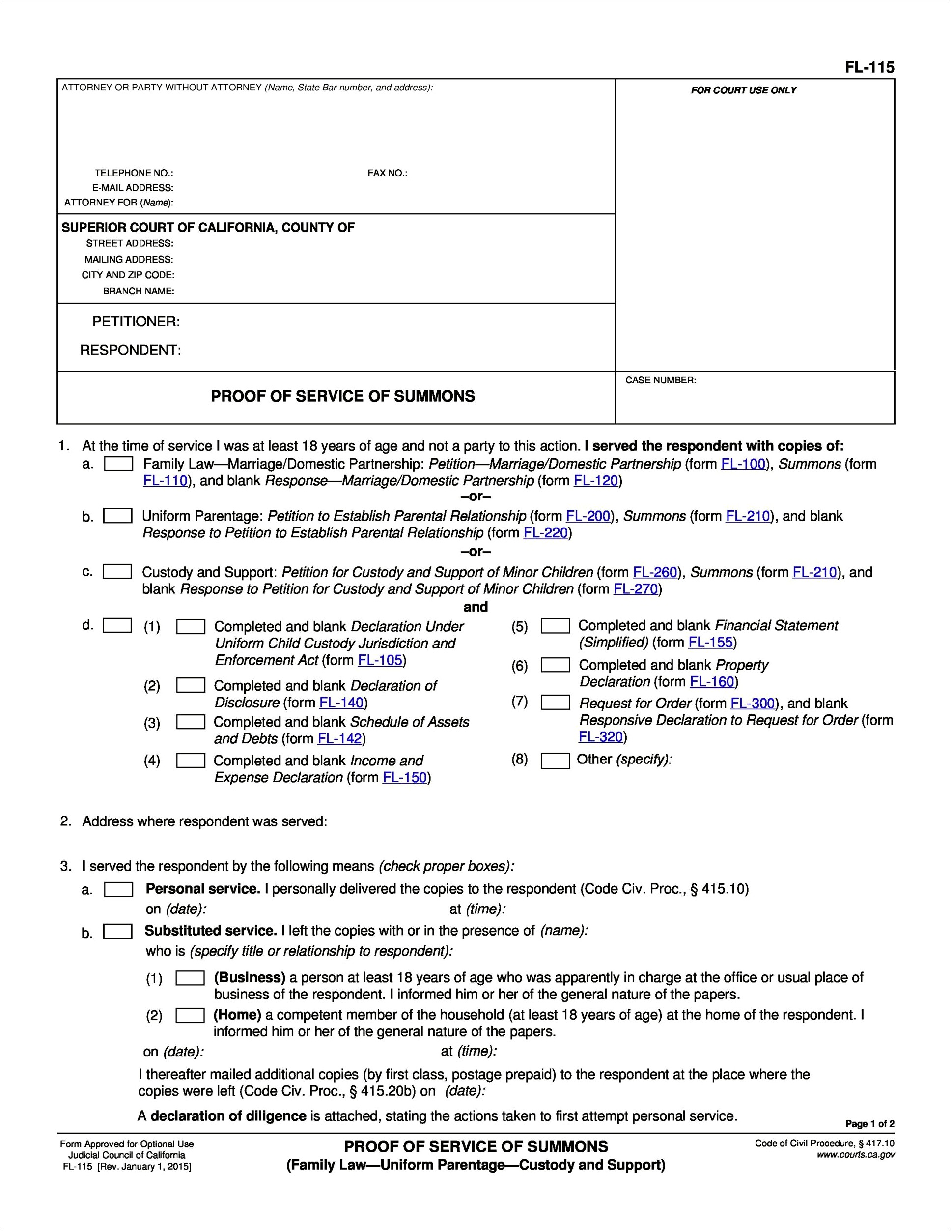 Free Download Basic Template For California Divorce Papers