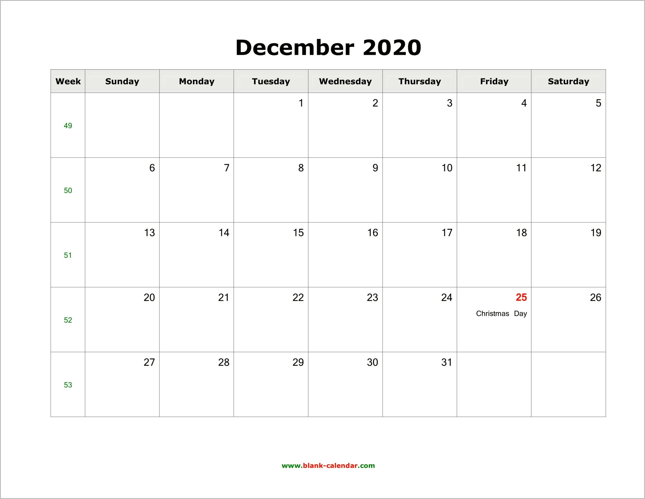 Free Download Calendar Template December 2017