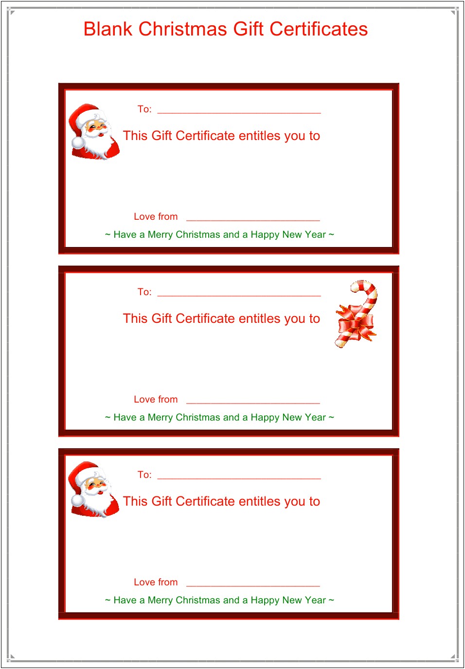 Free Download Christmas Gift Certificate Template