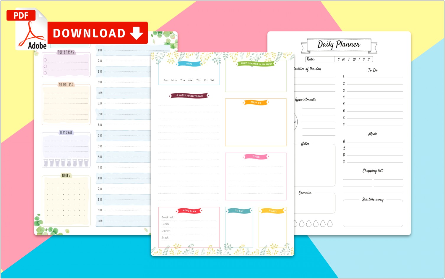 Free Download Daily Planner Template 2019