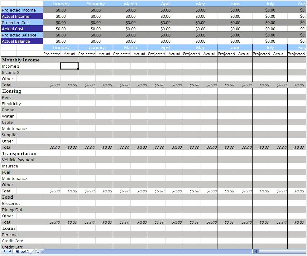 Free Download Excel Budget Spreadsheet Template