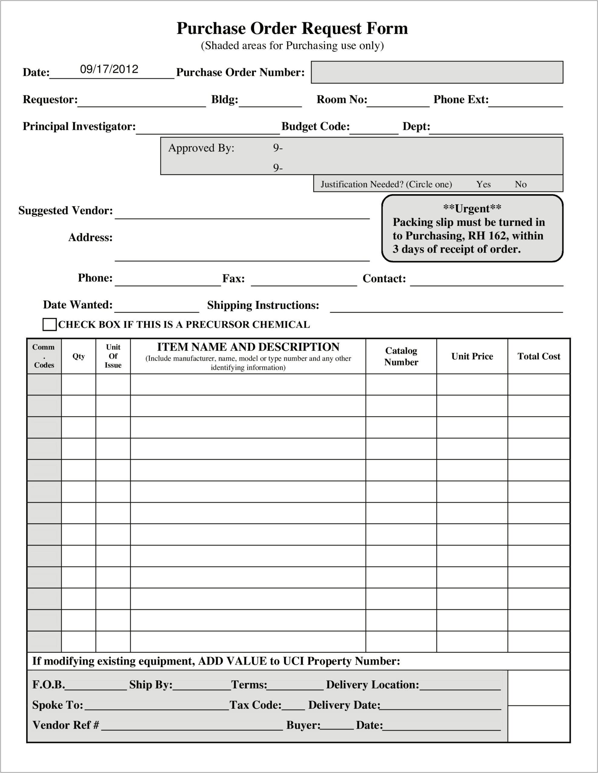 Free Download Excel Purchase Order Template