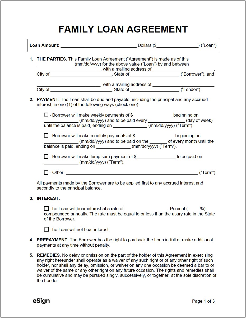 Free Download For Money Loan Agreement Template