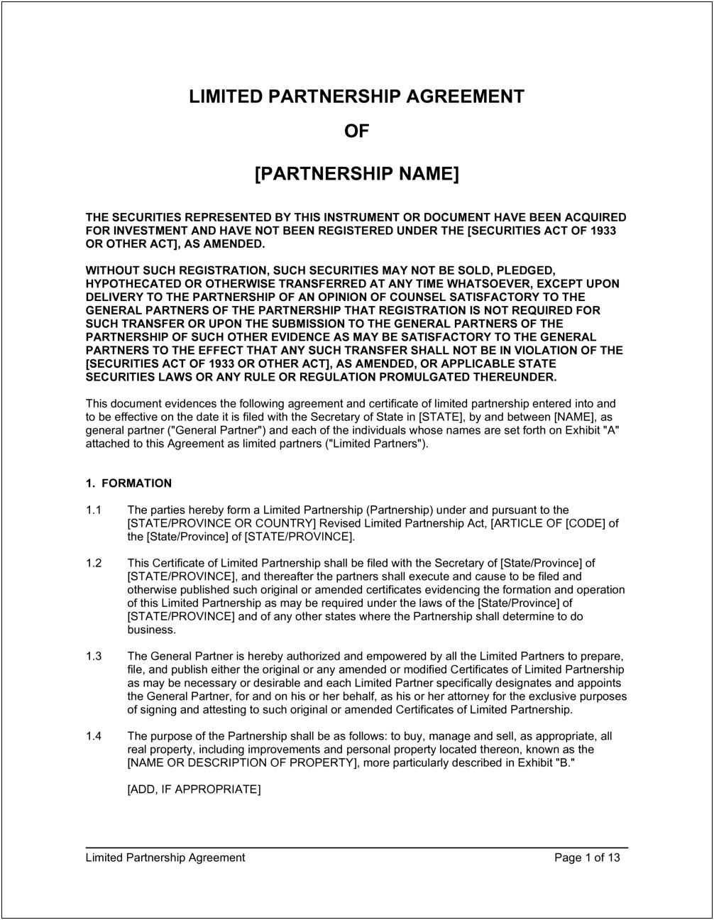 Free Download Partnership Agreement Template South Africa