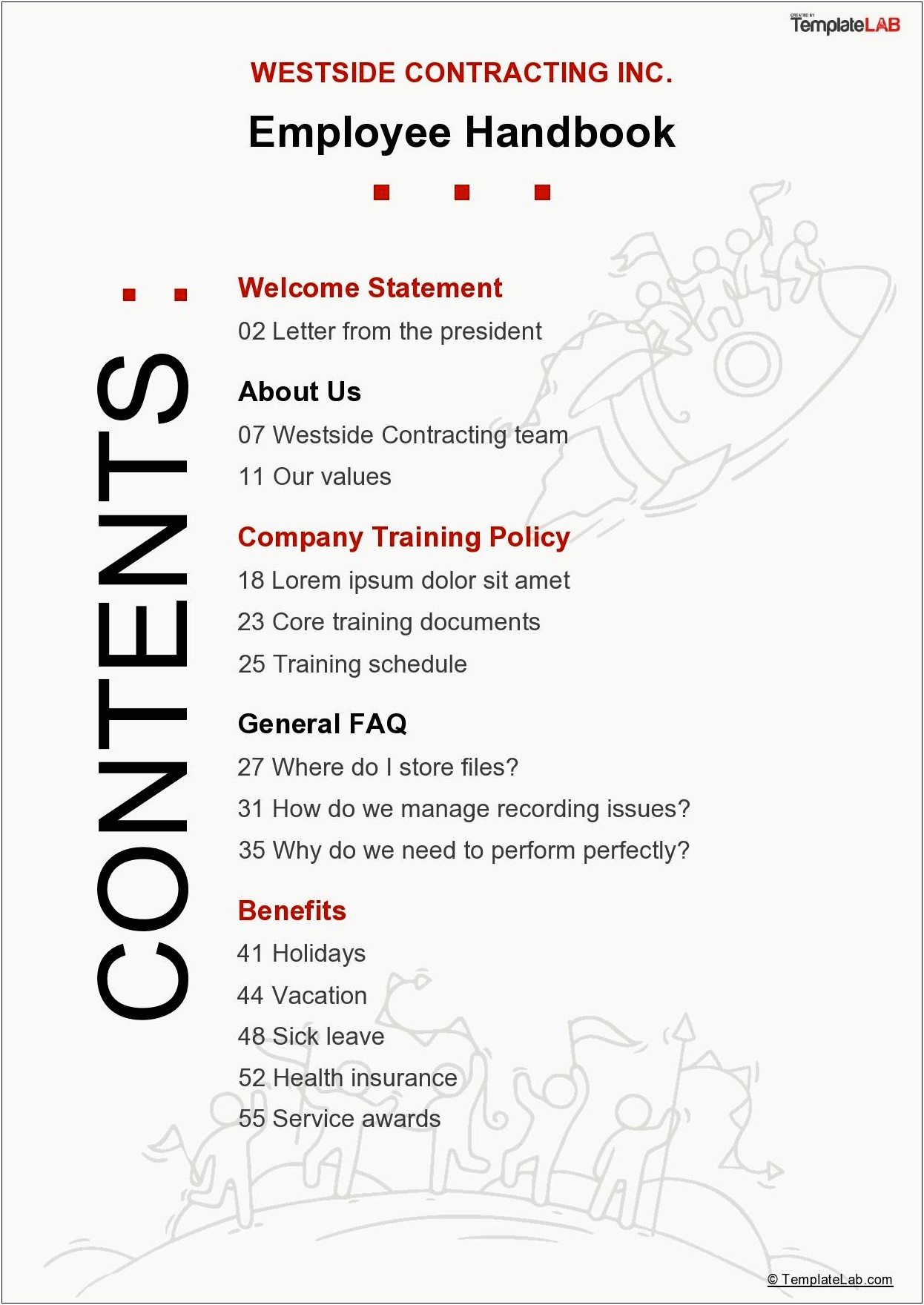 Free Download Table Of Contents Template