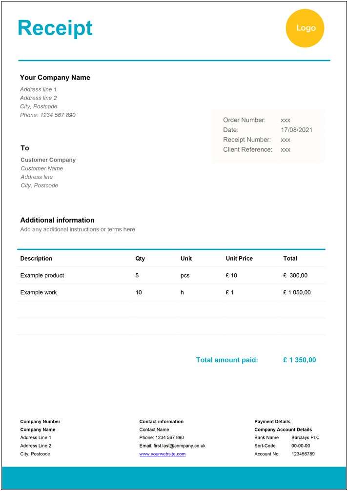 Free Download Template For Receipt Of Payment