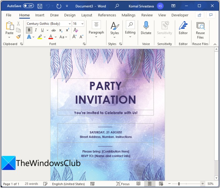 Free Download Template Invitations For Ms Word 2010