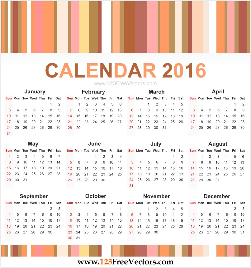 Free Download Template Kalender 2016 Cdr