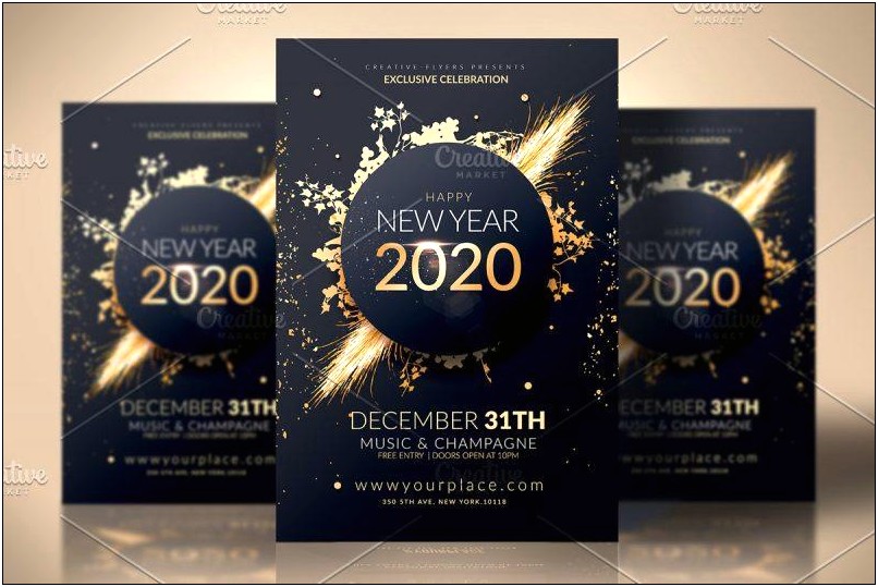 Free Download Vintage Template Flyer Publisher New Year