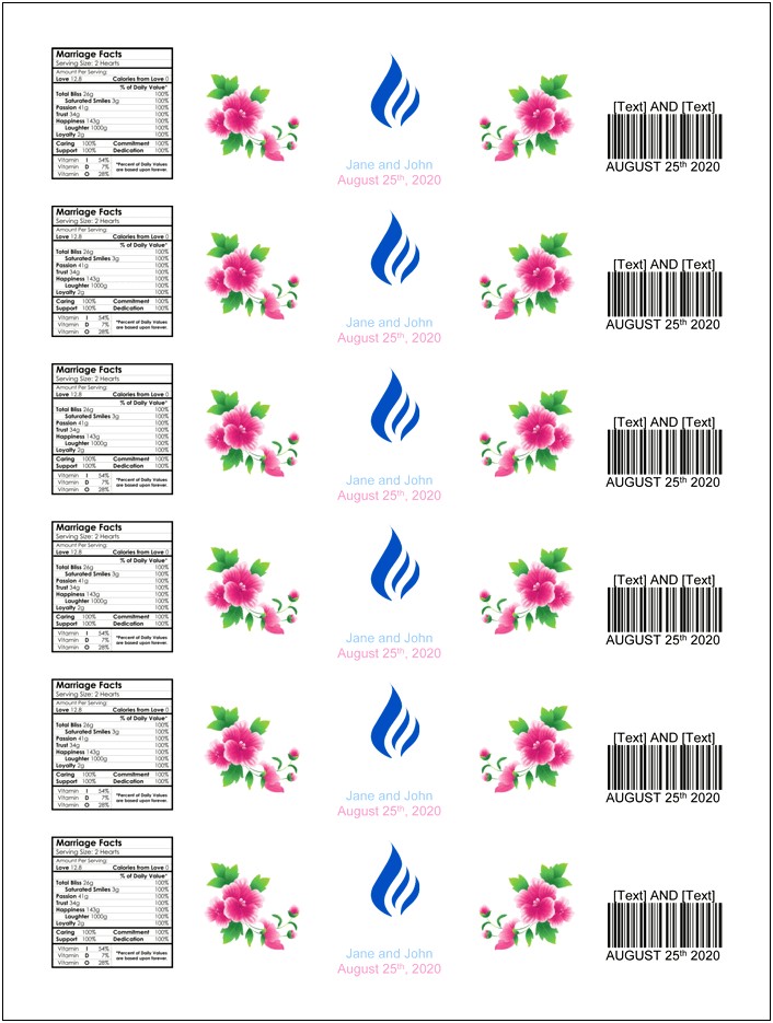 Free Download Water Bottle Label Template