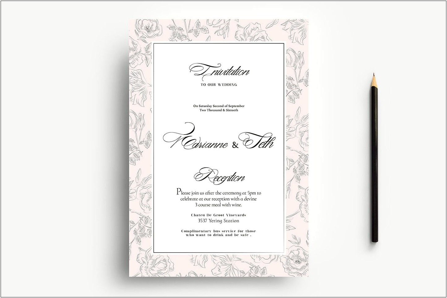 Free Downloadable Black And White Wedding Invitation Templates