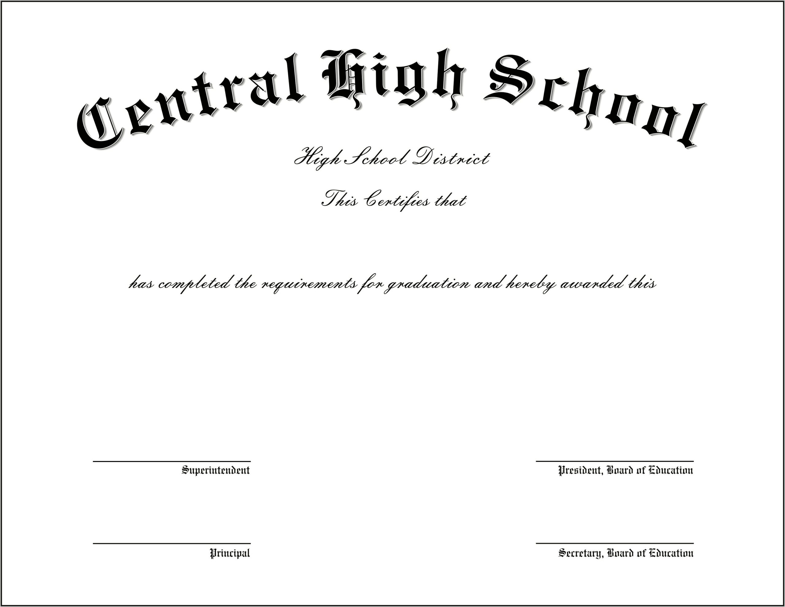 Free Downloadable High School Diploma Template