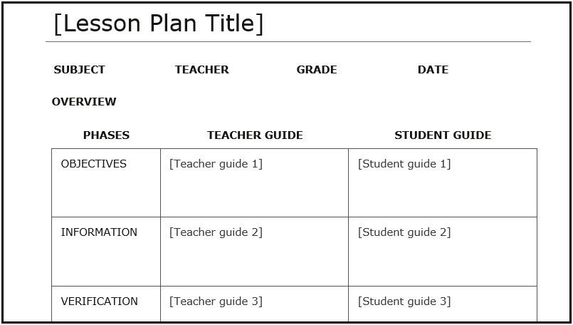 Free Downloadable Lesson Plan Templates For Elementary Teachers