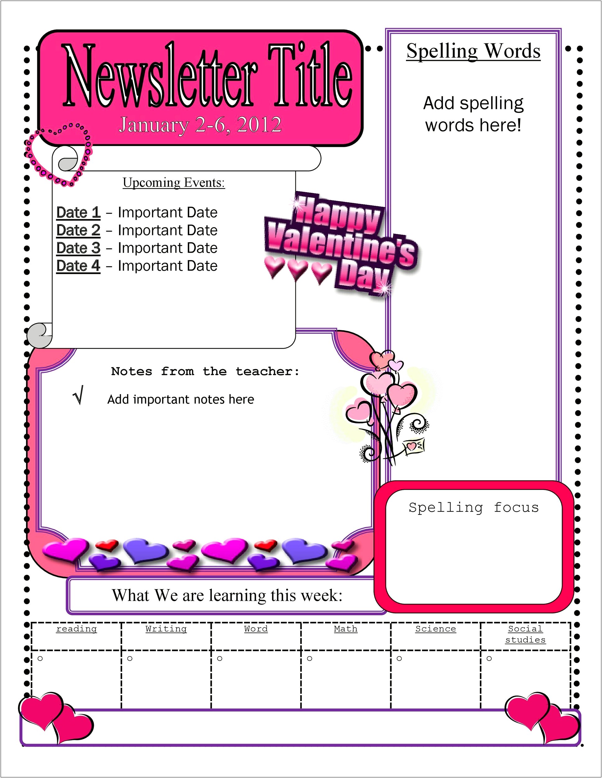 Free Downloadable Newsletter Templates For Teachers