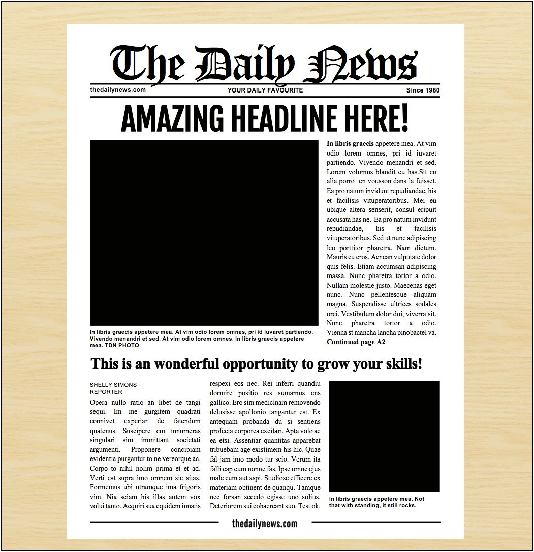 Free Downloadable Newspaper Templates For Word