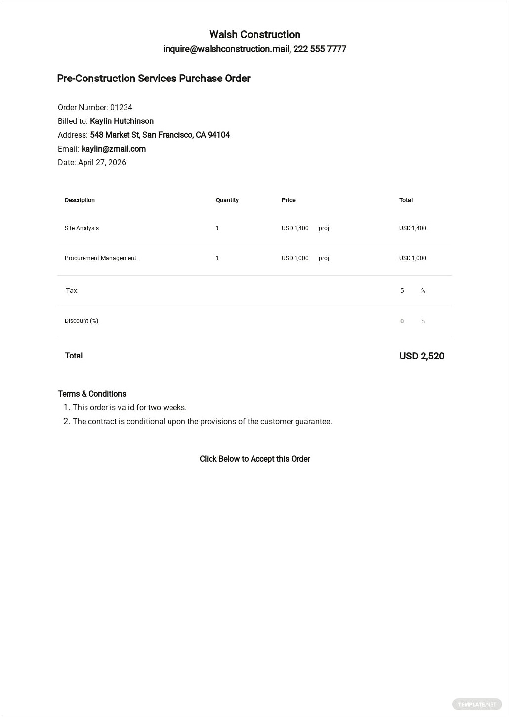 Free Downloadable Purchase Order Template Word