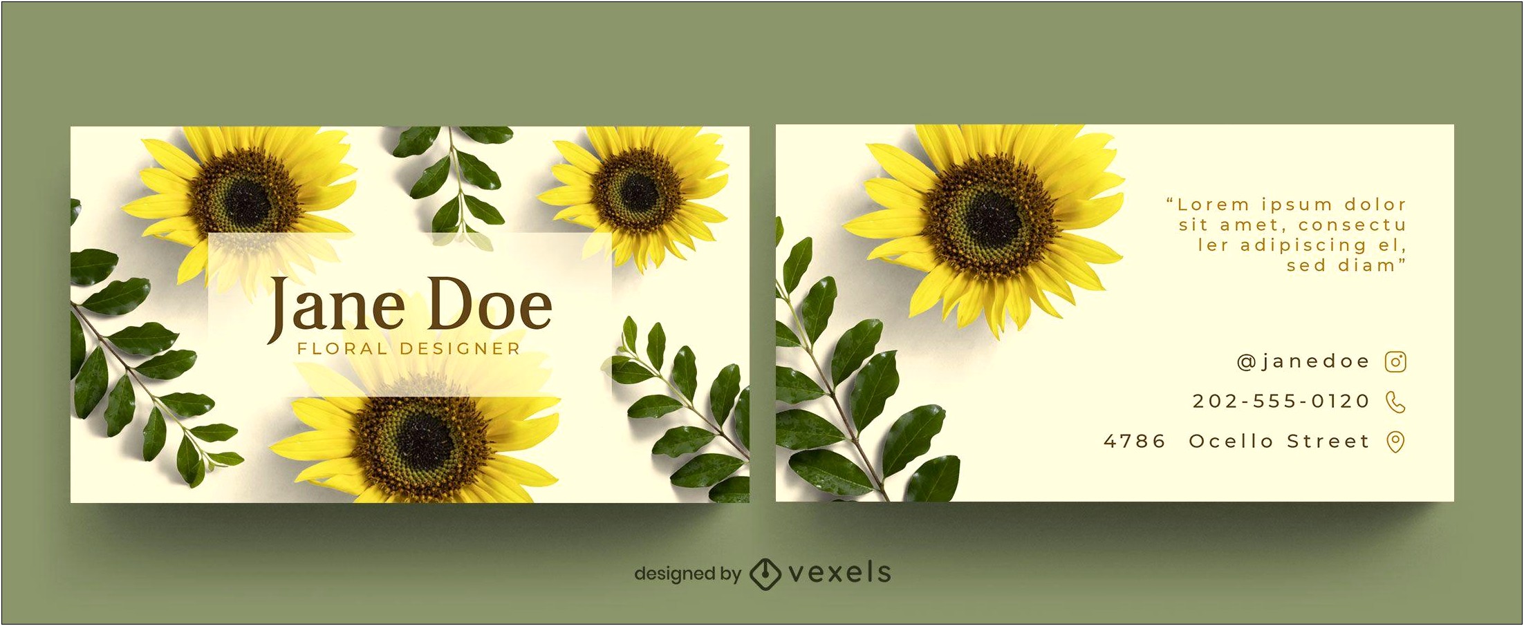 Free Downloadable Sunflower Business Card Template