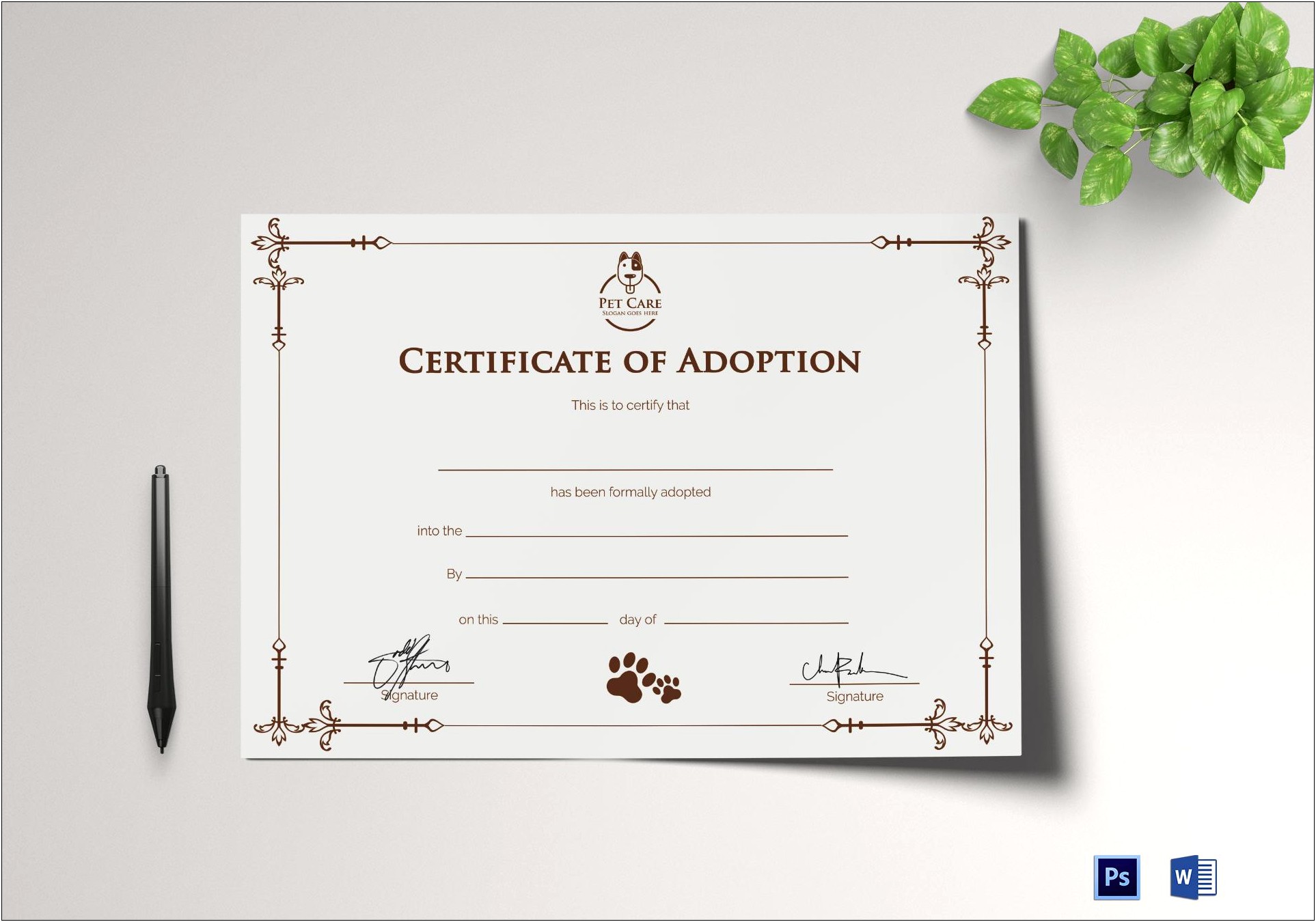 Free Downloadable Template For Kitten Adoption Certificate