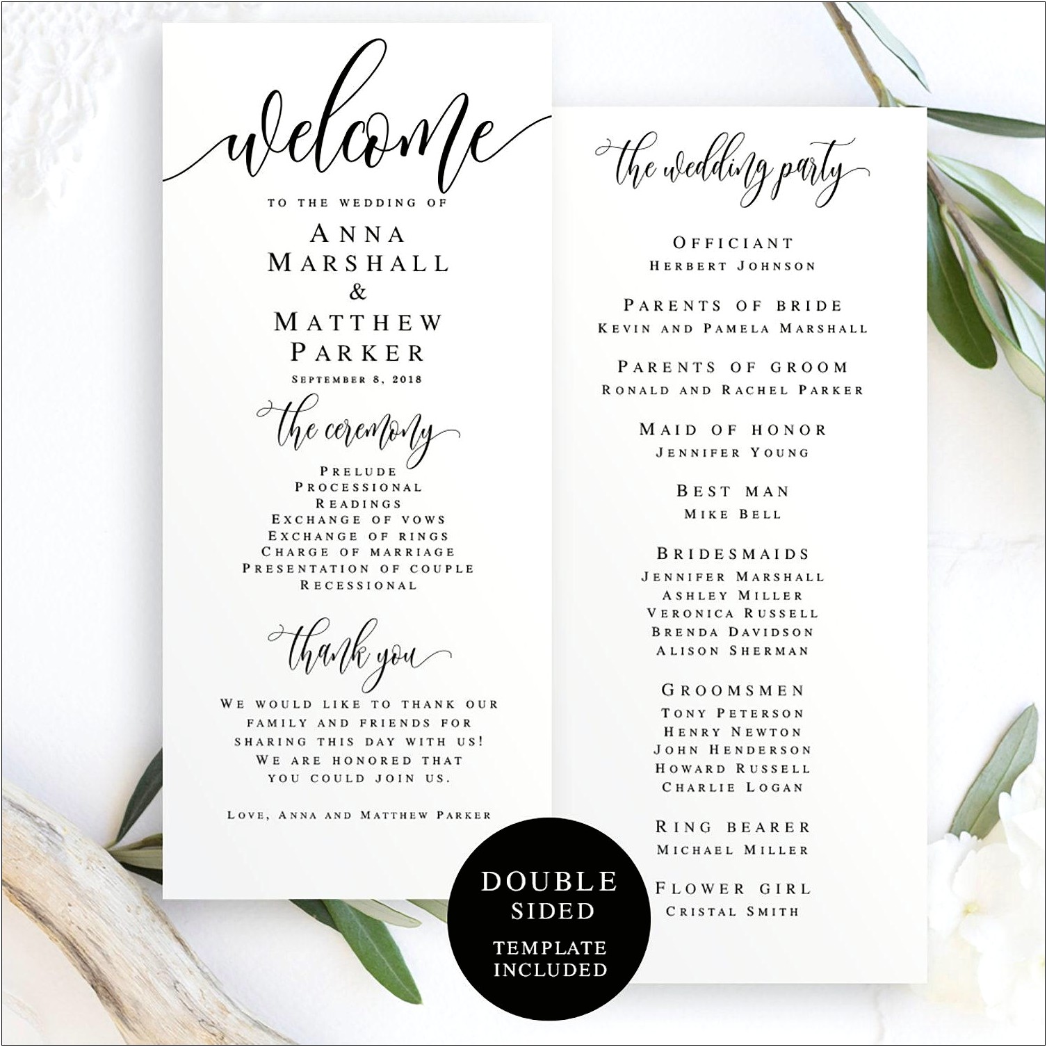 Free Downloadable Templates For Wedding Programs