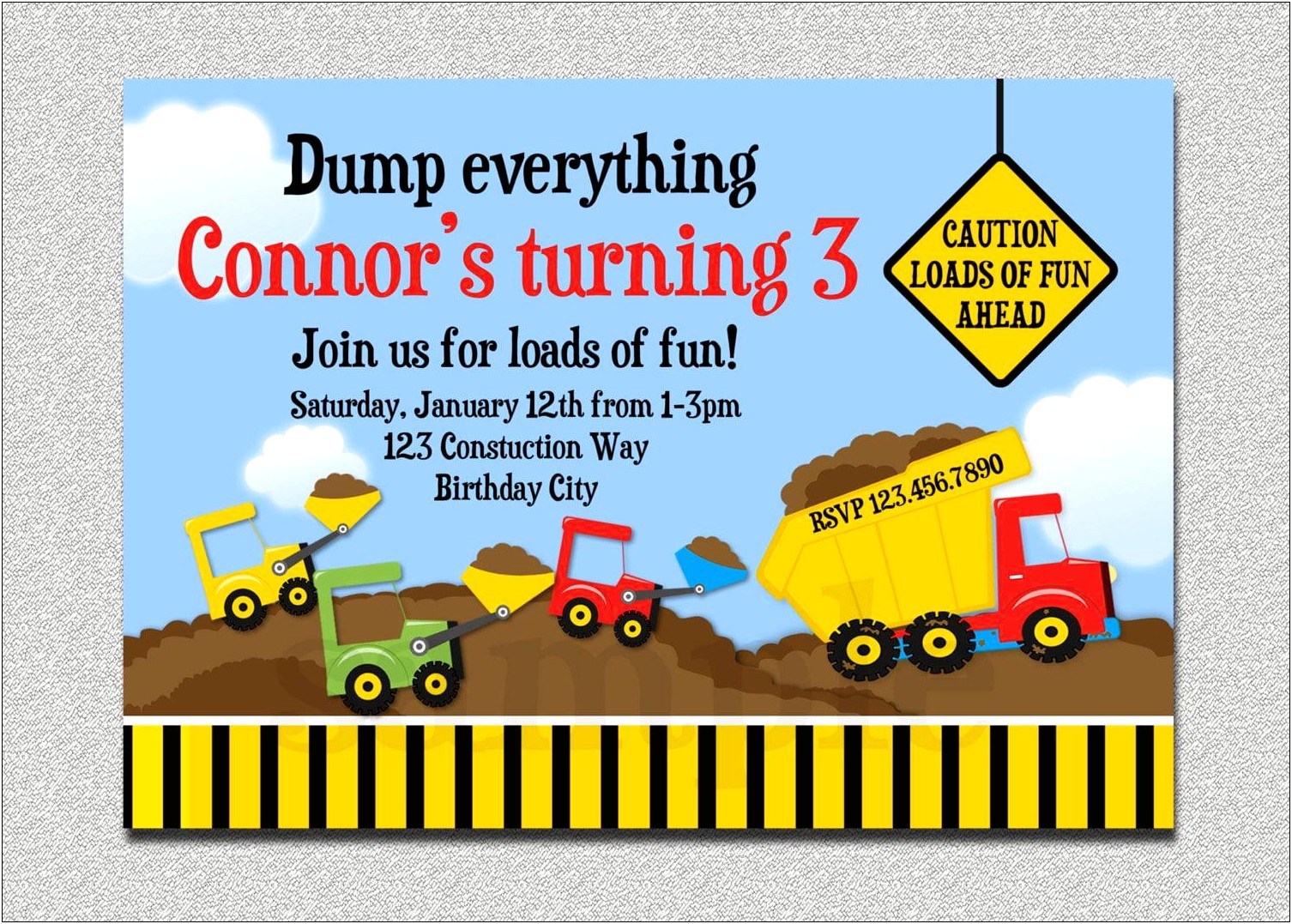 Free Dump Truck Birthday Invitation Templates