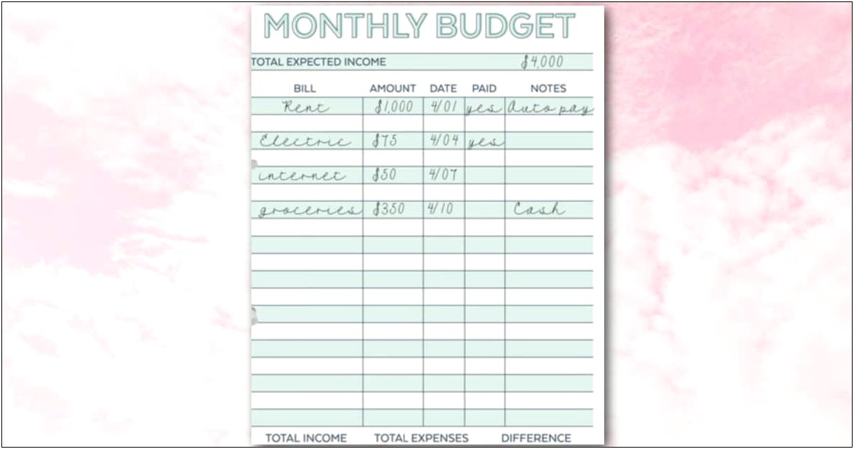 Free Easy To Follow Budget Planner Template