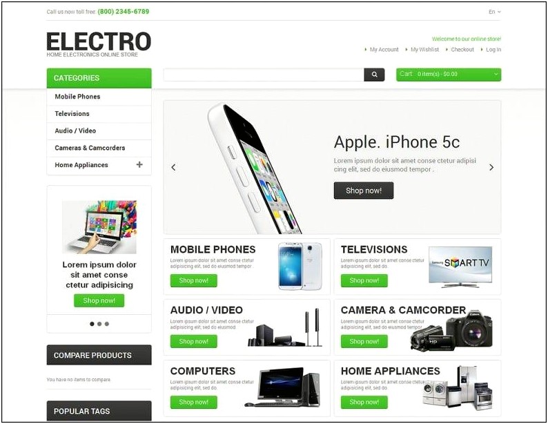 Free Ecommerce Template For Electronic Shop