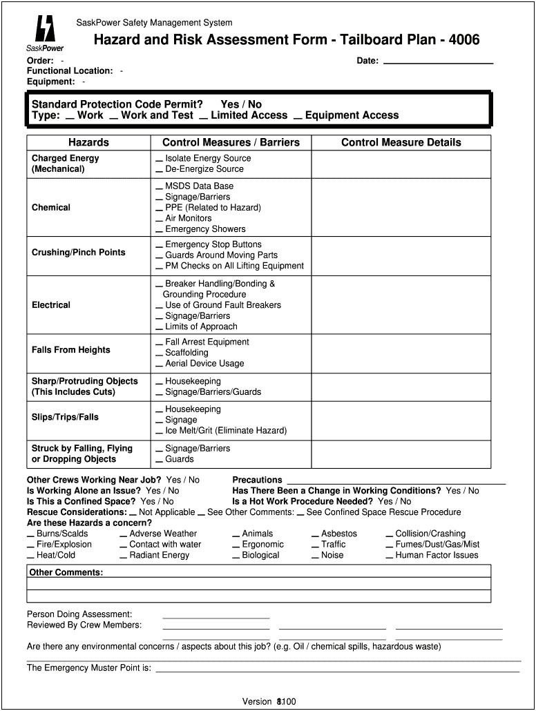 Free Electrical Installation Risk Assessment Template