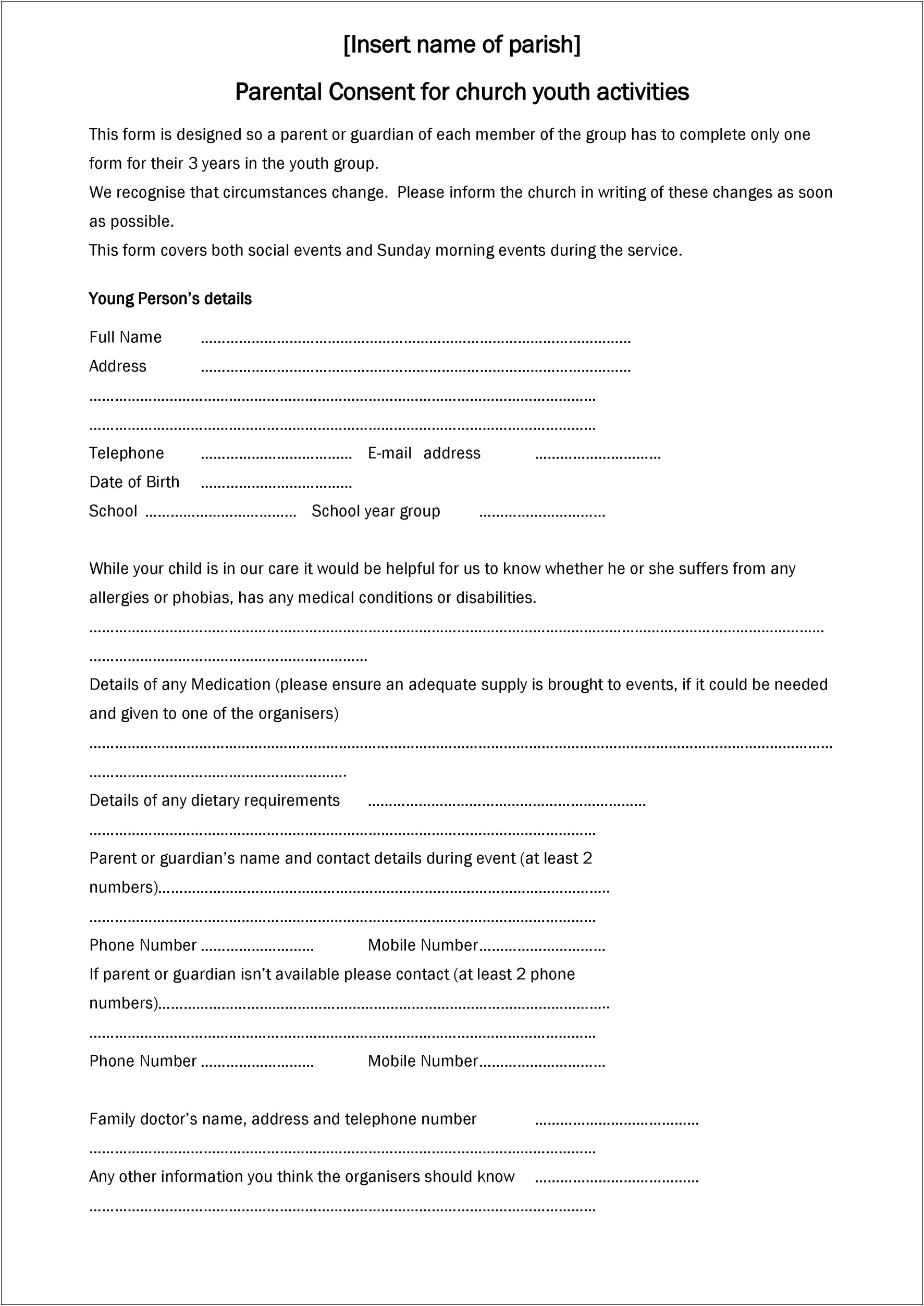 Free Elementary School Consent Form Template