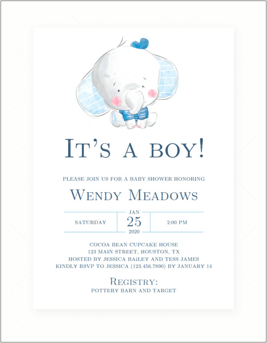 Free Elephant Baby Shower Invitation Templates For Word