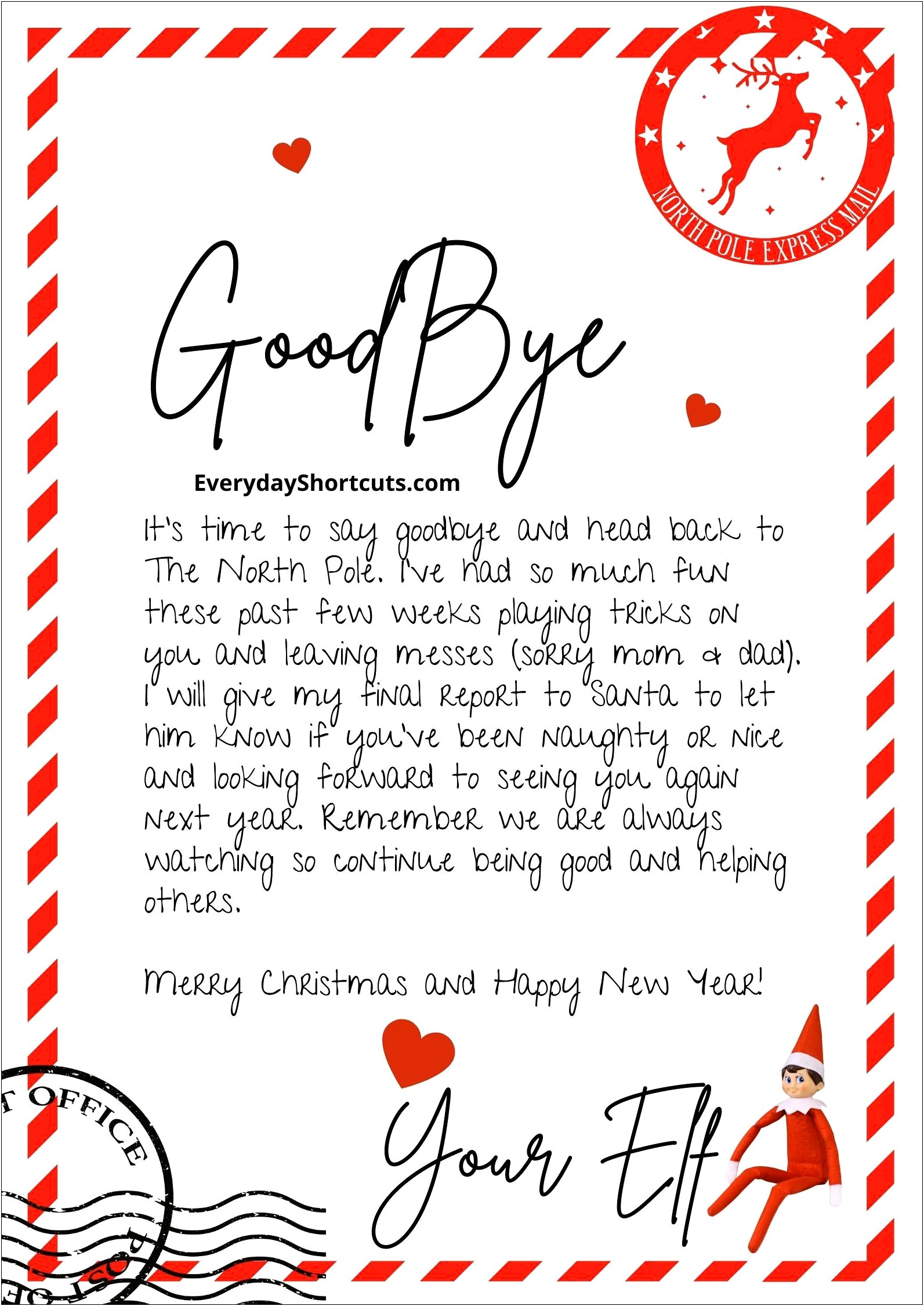 Free Elf On A Shelf Letter Template