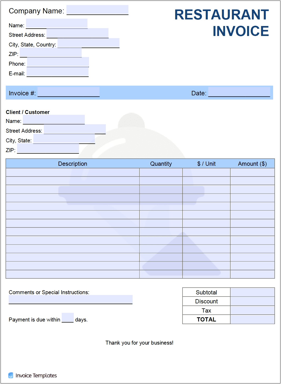 Free Email Hotel Invoice Template Excel